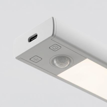 Setti 2 kpl ladattavia LED-huonekalavalaisimia liike- ja hämärätunnistimella VIRO LED/1W/3,7V 800 mAh 3000/4000/6500K 20 cm valkoinen
