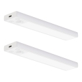 Setti 2 kpl ladattavia LED-huonekalavalaisimia liike- ja hämärätunnistimella VIRO LED/1W/3,7V 800 mAh 3000/4000/6500K 20 cm valkoinen