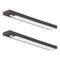 Setti 2 kpl ladattavia LED-huonekalovaloja liiketunnistimella ja hämäräkytkimellä VIRO LED/1,2W/3,7V 800 mAh 3000/4000/6500K 30 cm musta