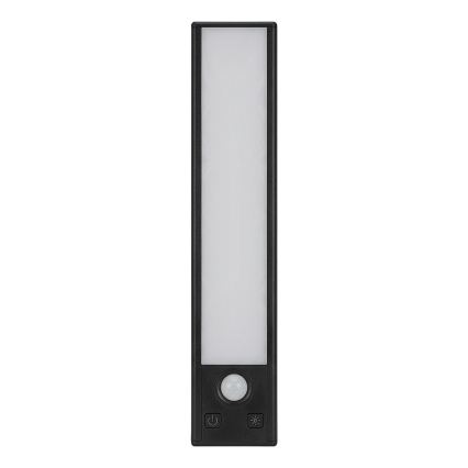 Setti 2 x LED-ladattavaa huonekalovalaisinta liike- ja hämäräkytkimellä VIRO LED/1,2W/3,7V 800 mAh 3000/4000/6500K 30 cm musta