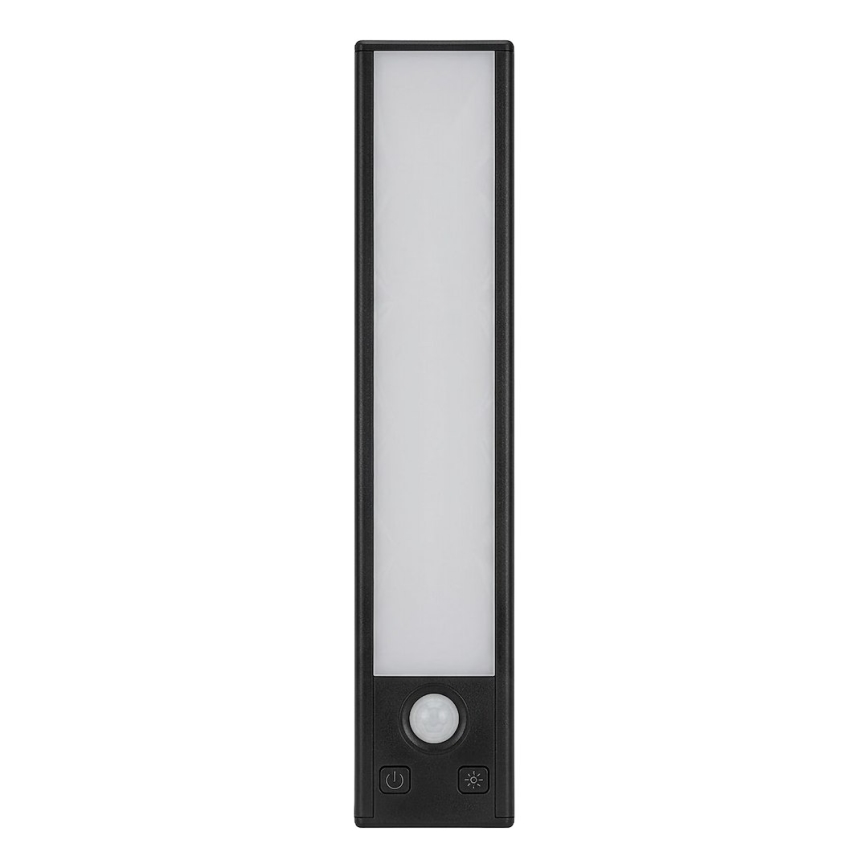 Setti 2 x LED-ladattavaa huonekalovalaisinta liike- ja hämäräkytkimellä VIRO LED/1,2W/3,7V 800 mAh 3000/4000/6500K 30 cm musta