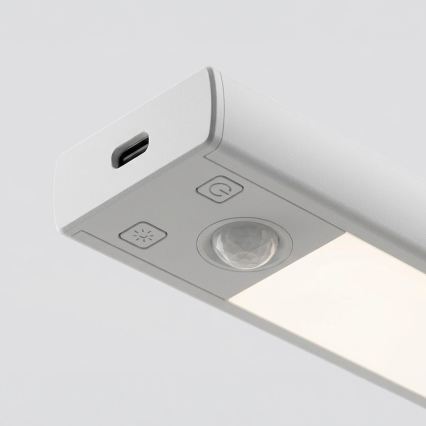 SARJA 2x ladattavaa LED-huonekalavalaisinta liiketunnistimella ja hämäräkytkimellä VIRO LED/1,2W/3,7V 800 mAh 3000/4000/6500K 30 cm valkoinen