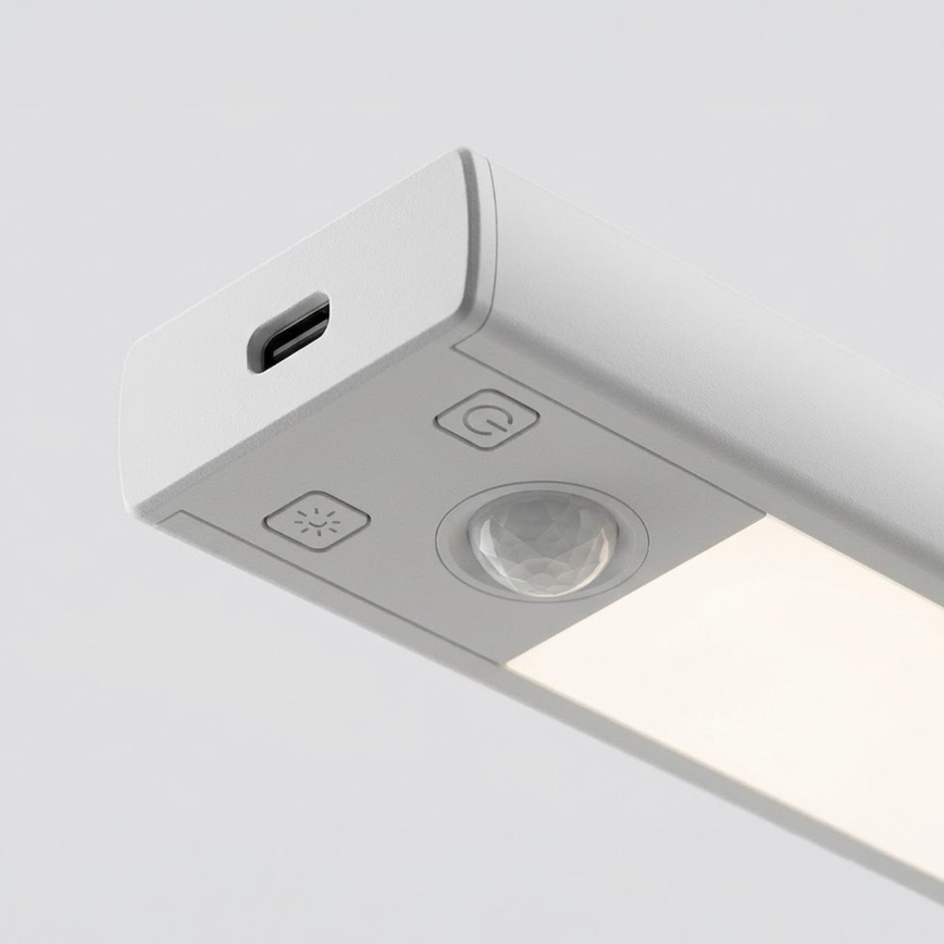 SARJA 2x ladattavaa LED-huonekalavalaisinta liiketunnistimella ja hämäräkytkimellä VIRO LED/1,2W/3,7V 800 mAh 3000/4000/6500K 30 cm valkoinen
