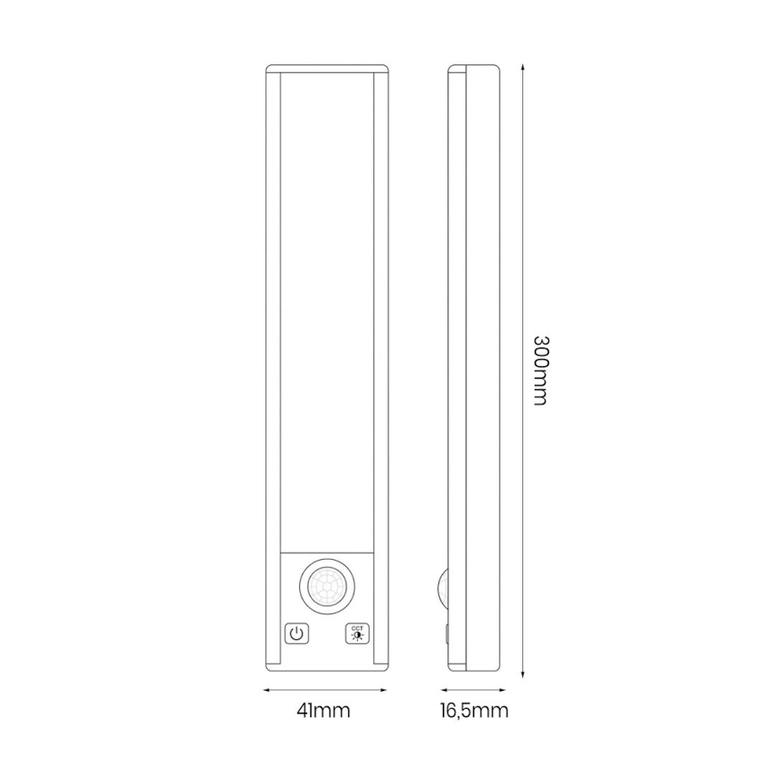 SARJA 2x ladattavaa LED-huonekalavalaisinta liiketunnistimella ja hämäräkytkimellä VIRO LED/1,2W/3,7V 800 mAh 3000/4000/6500K 30 cm valkoinen