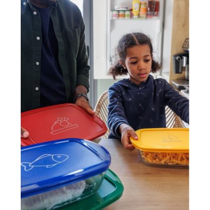 Setti 2 kpl lasisia ruokasäilytysastioita PYREX 1,2/2,5 l