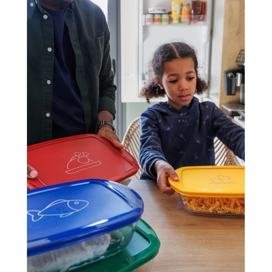 Setti 2 kpl lasisia ruokasäilytysastioita PYREX 1,2/2,5 l