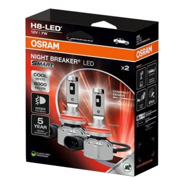 Setti 2 kpl LED-autopolttimoita NIGHT BREAKER SMART H8 PGJ19-1/7W/12V 6000K - Osram