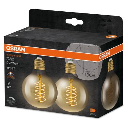 Setti 2 kpl LED-himmennettävä lamppu VINTAGE FILAMENT E27/4,8W/230V 2200K - Osram