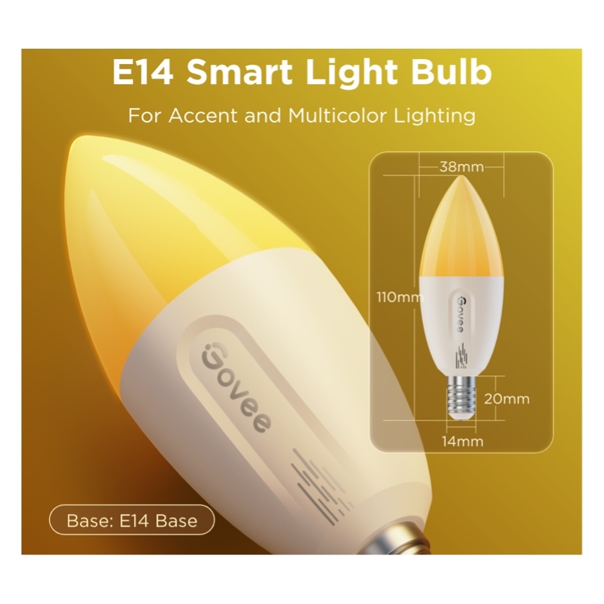 2 kpl setti LED RGBWW himmennettävä polttimo MATTER E14/5W/230V 2700-6500K Wi-Fi - Govee