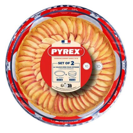 SETTI 2 kpl PYREX-piirakkavuokia, Ø 26 ja 28 cm