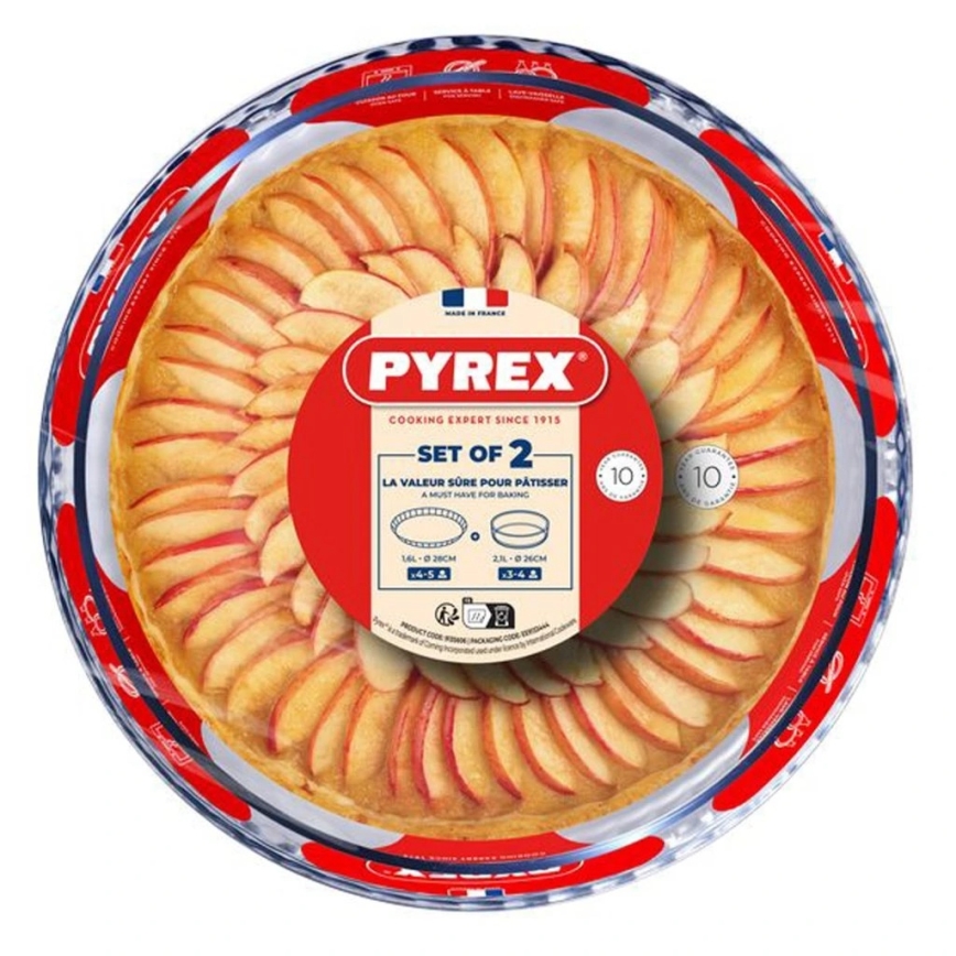 SETTI 2 kpl PYREX-piirakkavuokia, Ø 26 ja 28 cm
