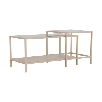 Setti 2 kpl SARON-sohvapöytiä 90x50 cm, harmaa/kirkas