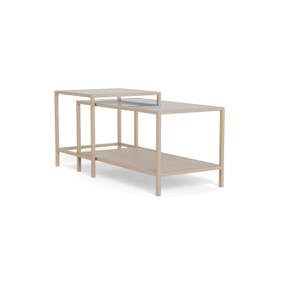 Setti 2 kpl SARON-sohvapöytiä 90x50 cm, harmaa/kirkas