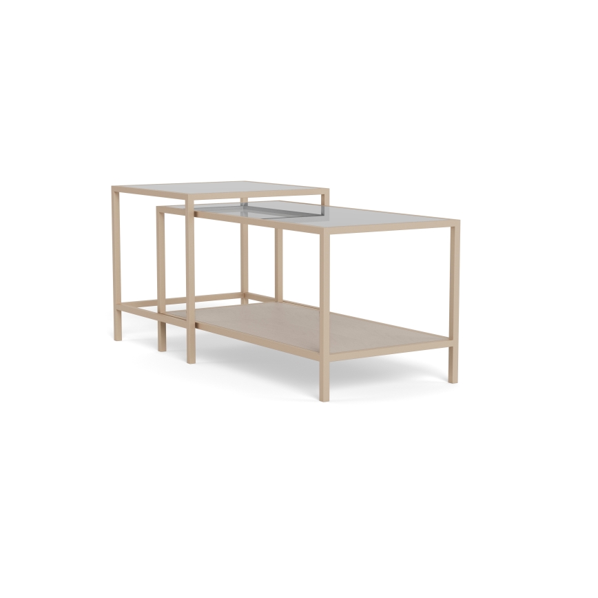 Setti 2 kpl SARON-sohvapöytiä 90x50 cm, harmaa/kirkas