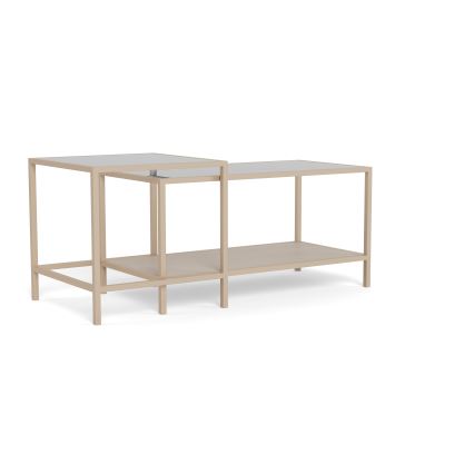 Setti 2 kpl SARON-sohvapöytiä 90x50 cm, harmaa/kirkas
