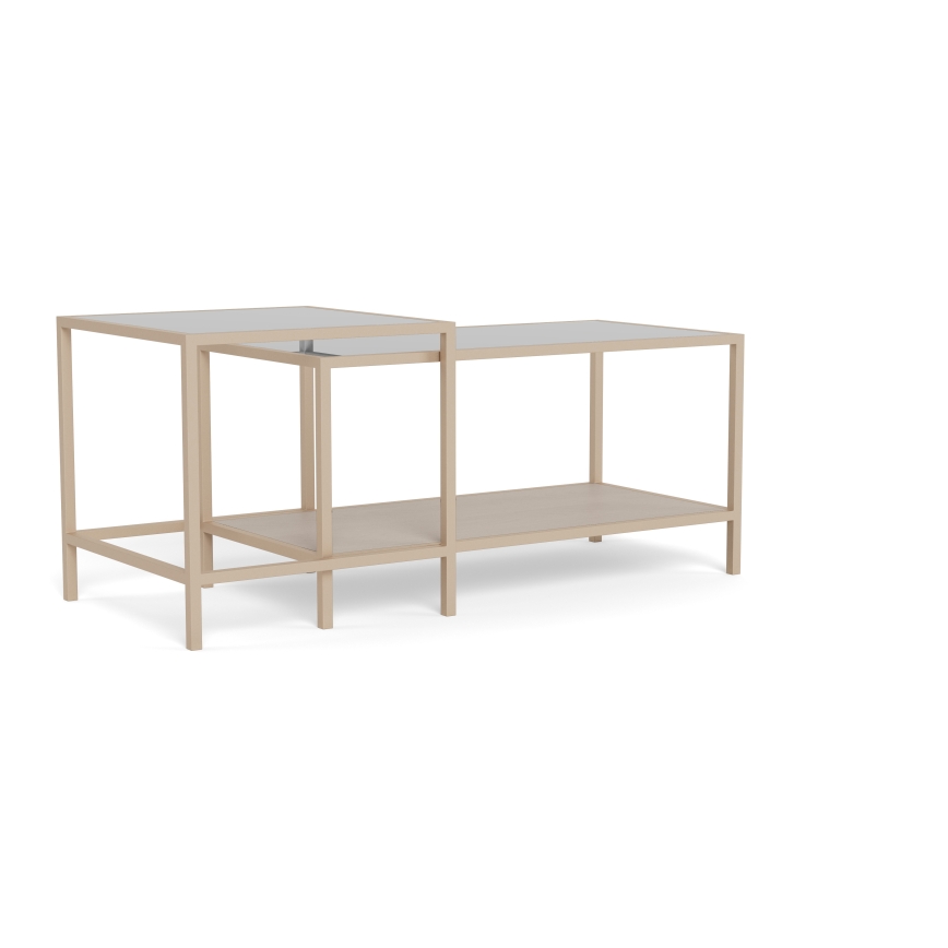 Setti 2 kpl SARON-sohvapöytiä 90x50 cm, harmaa/kirkas