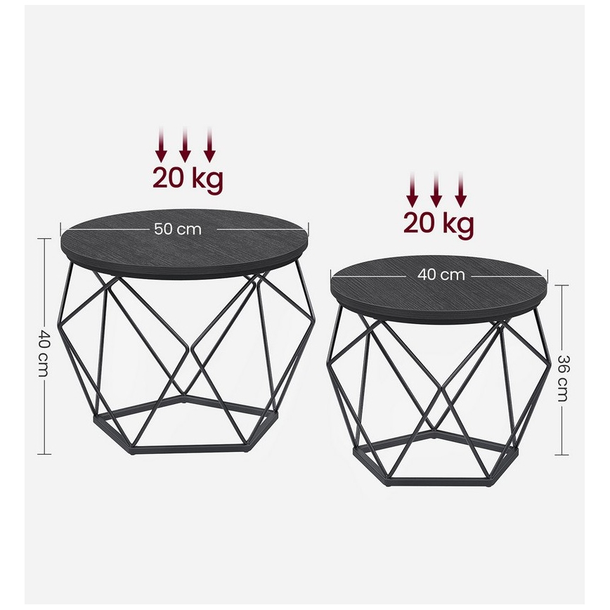 SETTI 2 kpl TALIA-sohvapöytiä, musta