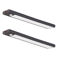Setti 2 x LED-ladattavaa huonekalovalaisinta liike- ja hämäräkytkimellä VIRO LED/1,2W/3,7V 800 mAh 3000/4000/6500K 30 cm musta