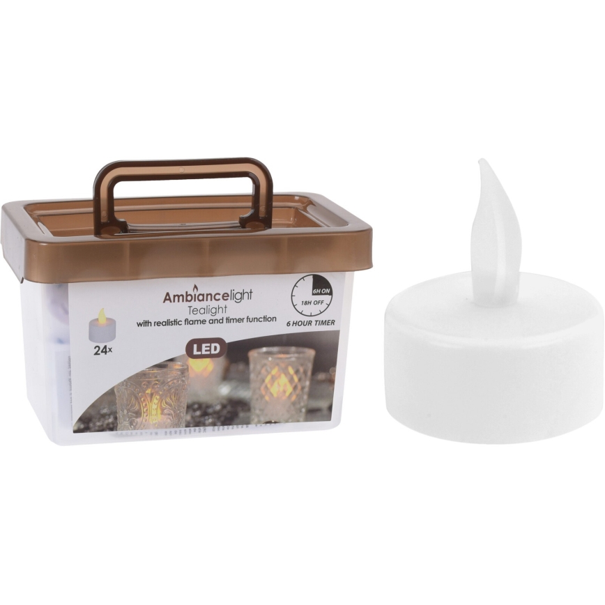 Setti 24 kpl LED-joulukynttilää, LED/1xCR2032, 3,8 cm, lämmin valkoinen
