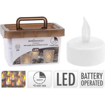 Setti 24 kpl LED-joulukynttilää, LED/1xCR2032, 3,8 cm, lämmin valkoinen
