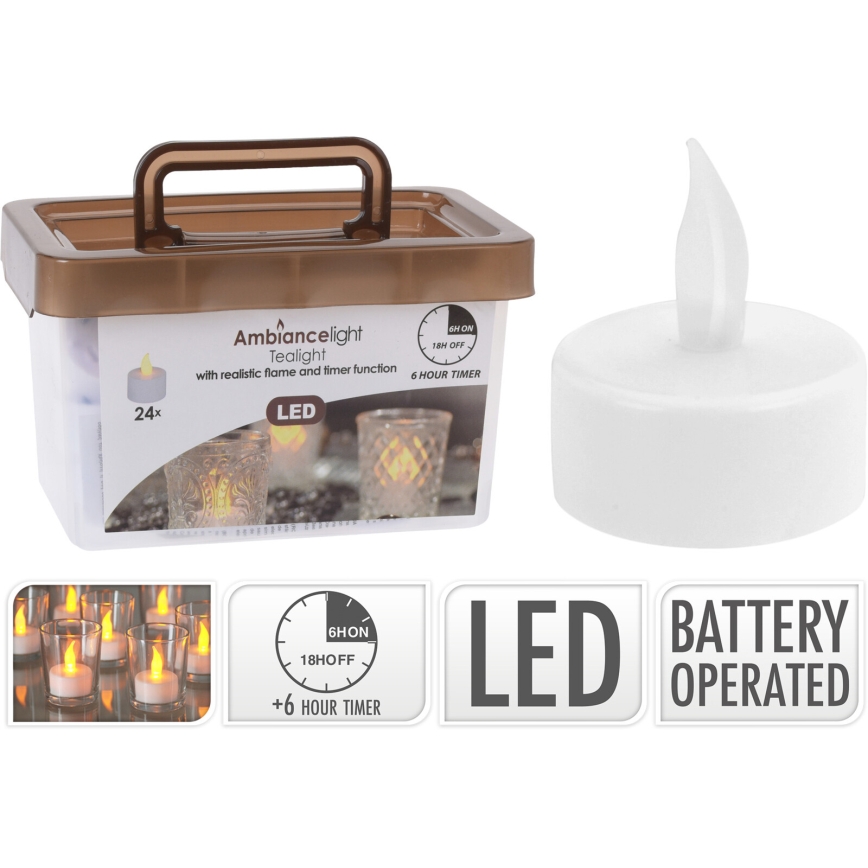 Setti 24 kpl LED-joulukynttilää, LED/1xCR2032, 3,8 cm, lämmin valkoinen