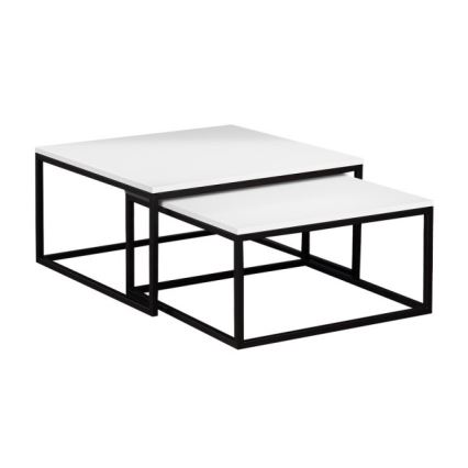 SETTI 2x DUAL-sohvapöytä 76x76/66x66 cm musta/valkoinen