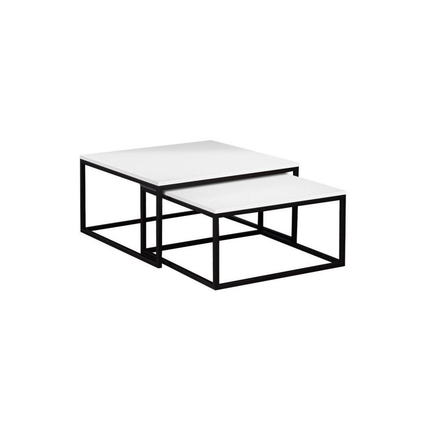 SETTI 2x DUAL-sohvapöytä 76x76/66x66 cm musta/valkoinen