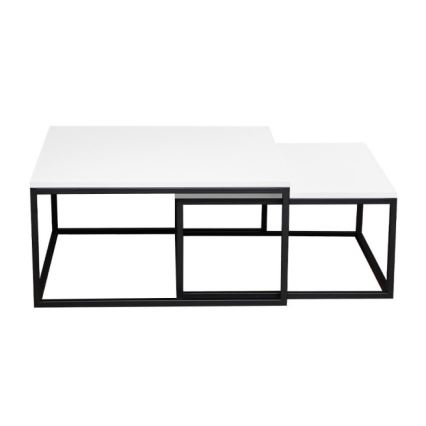 SETTI 2x DUAL-sohvapöytä 76x76/66x66 cm musta/valkoinen