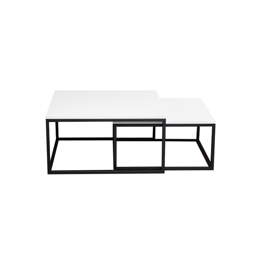 SETTI 2x DUAL-sohvapöytä 76x76/66x66 cm musta/valkoinen