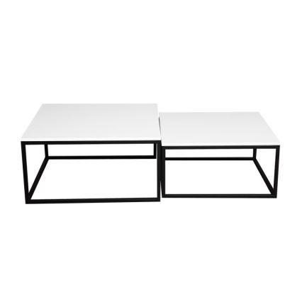 SETTI 2x DUAL-sohvapöytä 76x76/66x66 cm musta/valkoinen