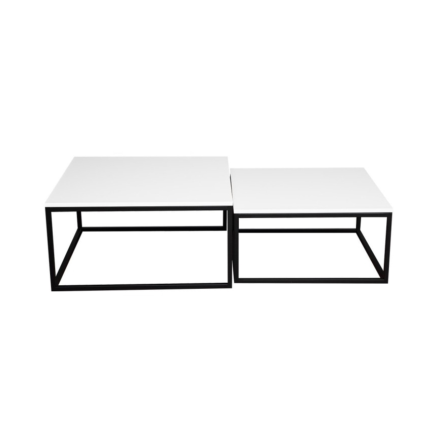 SETTI 2x DUAL-sohvapöytä 76x76/66x66 cm musta/valkoinen
