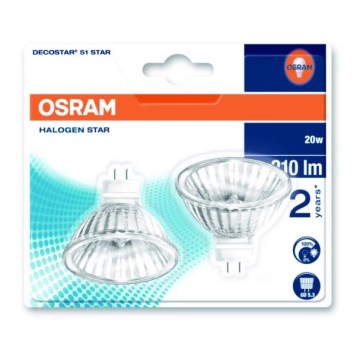 SETTI 2x Halogeenilamppu DECOSTAR GU5,3/20W/12V 2800K - Osram