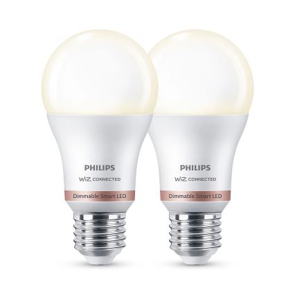 SETTI 2x Himmennettävä LED-polttimo Philips A60 E27/8W/230V Wi-Fi