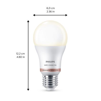 SETTI 2x Himmennettävä LED-polttimo Philips A60 E27/8W/230V Wi-Fi