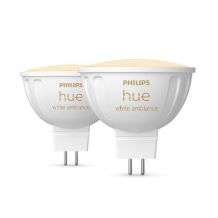 SETTI 2x Himmennettävä LED-polttimo Philips Hue White Ambiance GU5,3/MR16/5,1W/12V 2200-6500K