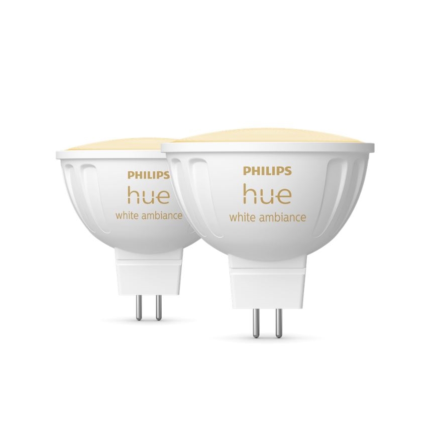 SETTI 2x Himmennettävä LED-polttimo Philips Hue White Ambiance GU5,3/MR16/5,1W/12V 2200-6500K