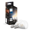 SETTI 2x Himmennettävä LED-polttimo Philips Hue WHITE AMBIANCE P45 E14/5,1W/230V 2200-6500K