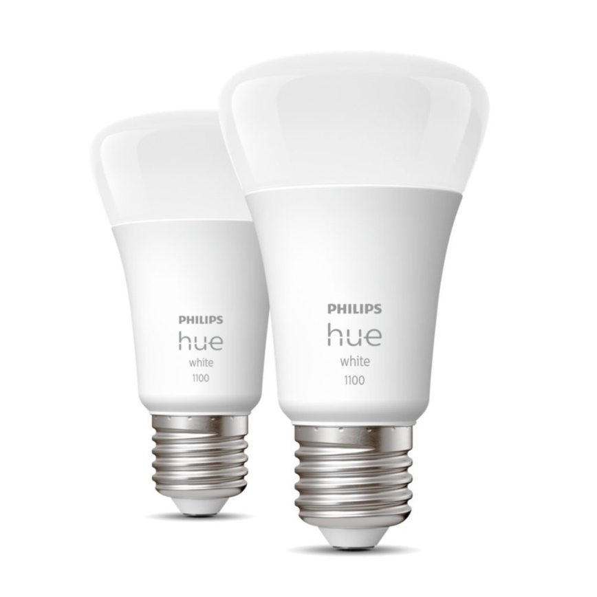 SETTI 2x Himmennettävä LED-polttimo Philips Hue WHITE E27/9,5W/230V 2700K