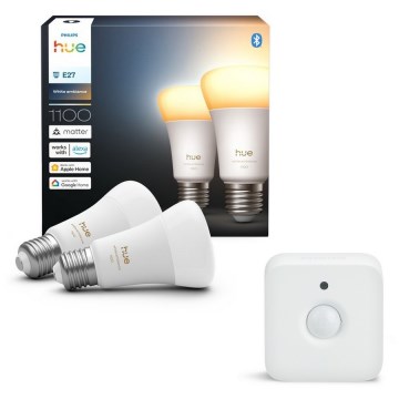 SETTI 2x himmennettävää LED-lamppua Philips Hue WHITE AMBIANCE E27/8,1W/230V 1000-20000K + liiketunnistin