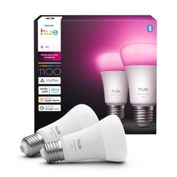 Setti 2x himmennettäviä Philips Hue WHITE AND COLOR AMBIANCE LED-lamppuja E27/8,1W/230V 1000-20000K
