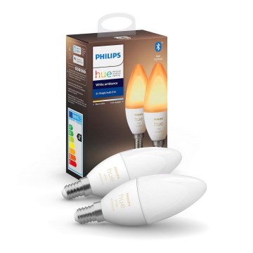 SETTI 2x Himmennettevä LED-polttimo Philips Hue WHITE AMBIANCE B39 E14/4W/230V 2200K - 6500K