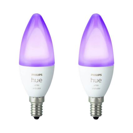 SETTI 2x Himmennettevä LED-polttimo Philips Hue WHITE AND COLOR AMBIANCE B39 E14/5,3W/230V 2200K - 6500K