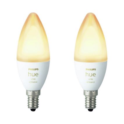 SETTI 2x Himmennettevä LED-polttimo Philips Hue WHITE AMBIANCE B39 E14/4W/230V 2200K - 6500K