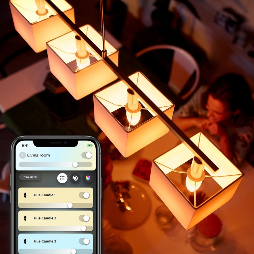 SETTI 2x Himmennettevä LED-polttimo Philips Hue WHITE AMBIANCE B39 E14/4W/230V 2200K - 6500K