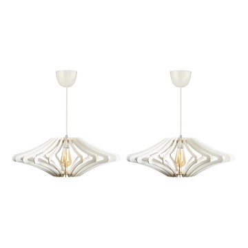 SETTI 2x Kattokruunu johdossa 1xE27/60W/230V valkoinen halkaisija 47 cm