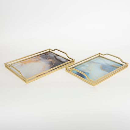 SETTI 2x Koristetarjotin 40x30/35x25 cm kulta