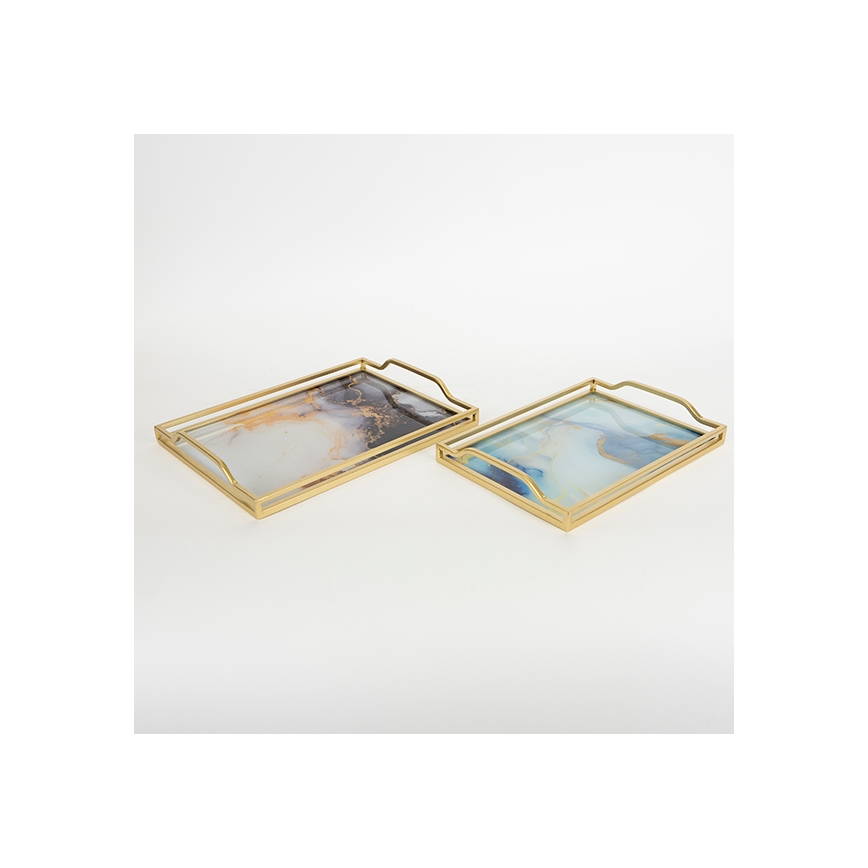 SETTI 2x Koristetarjotin 40x30/35x25 cm kulta