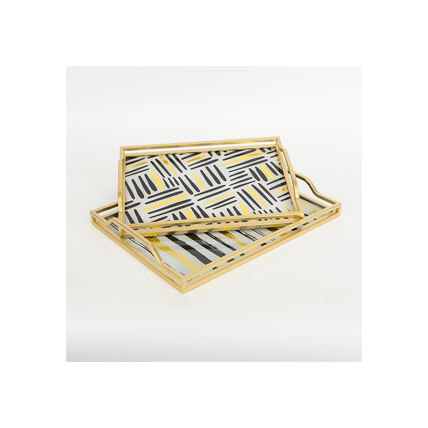 SETTI 2x Koristetarjotin 40x30/35x25 cm kulta