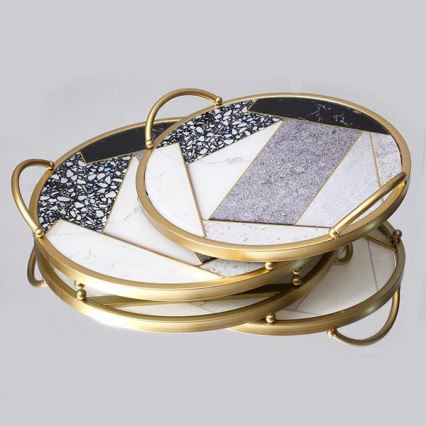 SETTI 2x Koristetarjotin halkaisija 35/30 cm kulta