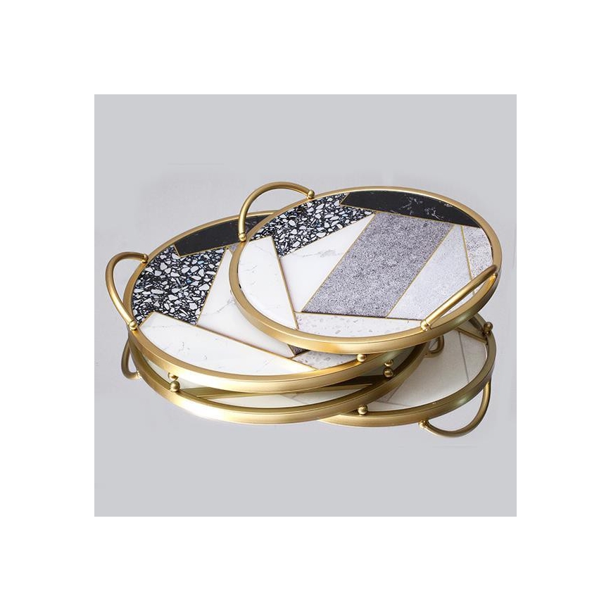 SETTI 2x Koristetarjotin halkaisija 35/30 cm kulta